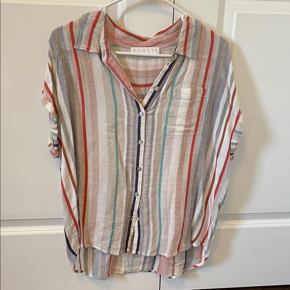 Karlie Multicolor Striped Button Down Shirt